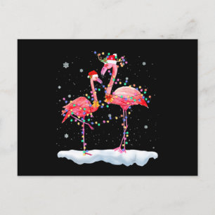 Postal De Anuncios Flamencos  Flamingo Árbol de Navidad Santa Hat Xma