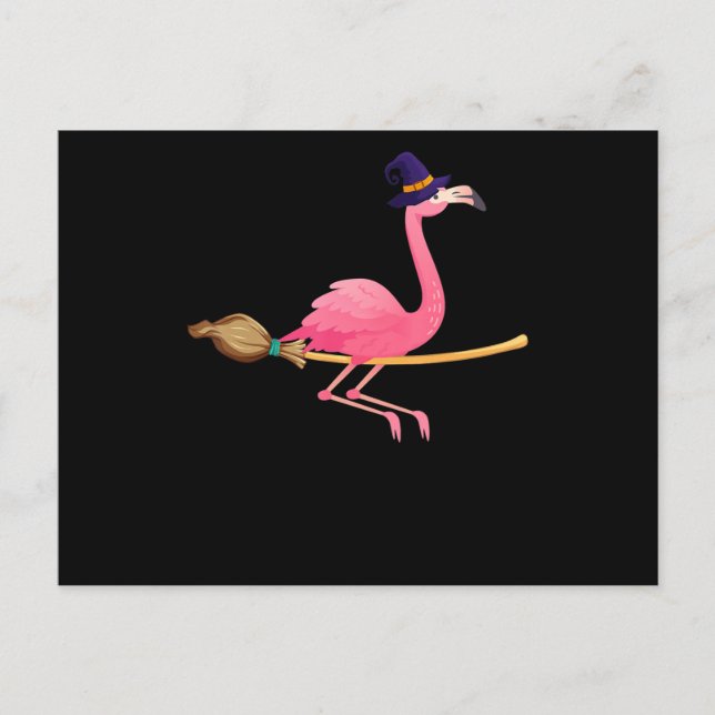 Postal De Anuncios Flamencos | Gracioso Flamingo Witch Halloween (Anverso)