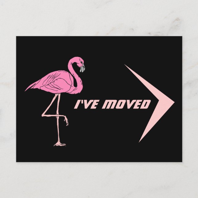 Postal De Anuncios Flamingo de posttarjeta he movido la nueva direcci (Anverso)