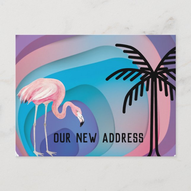 Postal De Anuncios Flamingo en Formas de degradado abstracto Nueva di (Anverso)