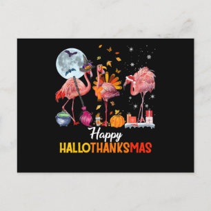Postal De Anuncios Flamingo Flamingo Día de Acción de Gracias Hallowe