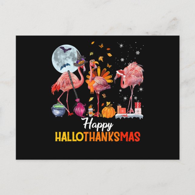 Postal De Anuncios Flamingo|Flamingo Día de Acción de Gracias Hallowe (Anverso)
