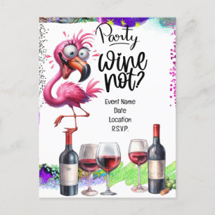Postal De Anuncios Flamingo Wine lover Birthday Party