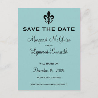 Postal De Anuncios Fleur de lis Save the Date Postcard