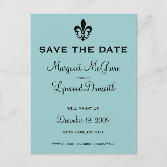 Postal De Anuncios Fleur de lis Save the Date Postcard (Anverso)