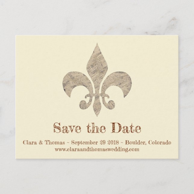 Postal De Anuncios Fleur de lis Save the Date Simple Elegant Wedding (Anverso)