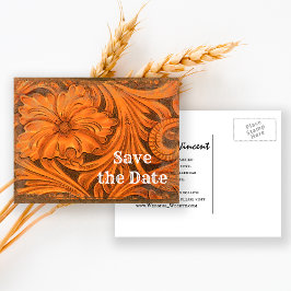 Postal De Anuncios Flor Country Western Rustico Guardar la Fecha