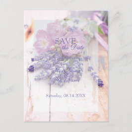 Postal De Anuncios Flor de verano de Rosa salvaje y lavanda AHORRA la