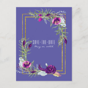 Postal De Anuncios Flor de Violeta Intenso, Purpura y Dorado - Anunci