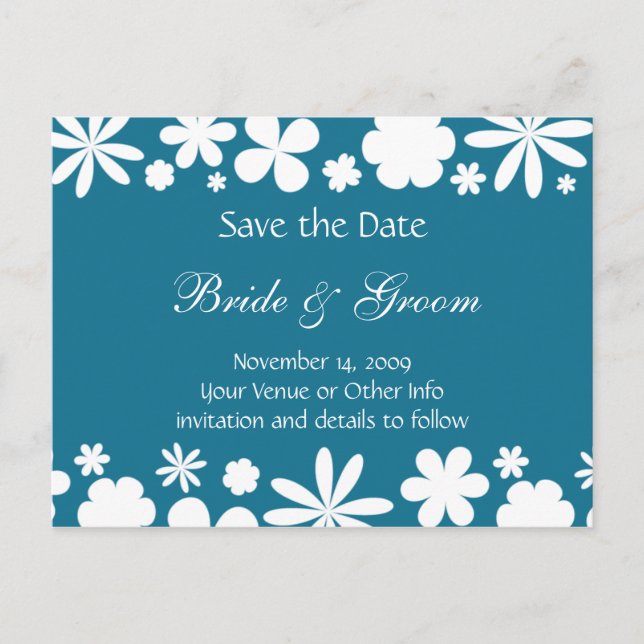 Postal De Anuncios Flor Personalizada Poder Ahorra la Fecha (Anverso)