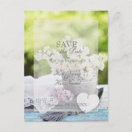 Postal De Anuncios Flor romántica flor Lilac floral SAVE la fecha