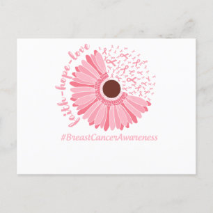 Postal De Anuncios Flor Rosa de Concientización sobre el Cáncer de Ma