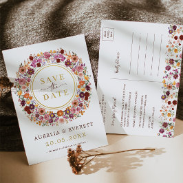 Postal De Anuncios Flor salvaje de otoño radiante salva la fecha