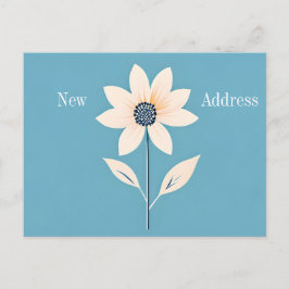 Postal De Anuncios Flor simple minimalista en nueva dirección azul