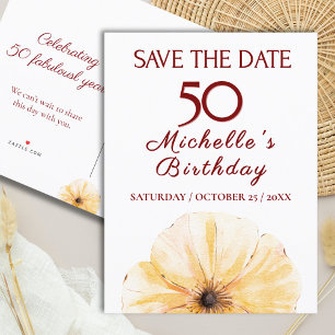 Postal De Anuncios Floral 50th Birthday - Elegante diseño de florero