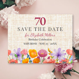 Postal De Anuncios Floral 70th Save the Date - Garden Party