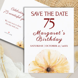 Postal De Anuncios Floral 75º cumpleaños - Elegante diseño de florero
