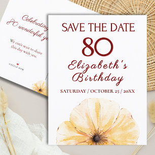 Postal De Anuncios Floral 80th Birthday - Elegante diseño de florero