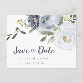 Postal De Anuncios Floral azul polvoriento botánico floreciente salva