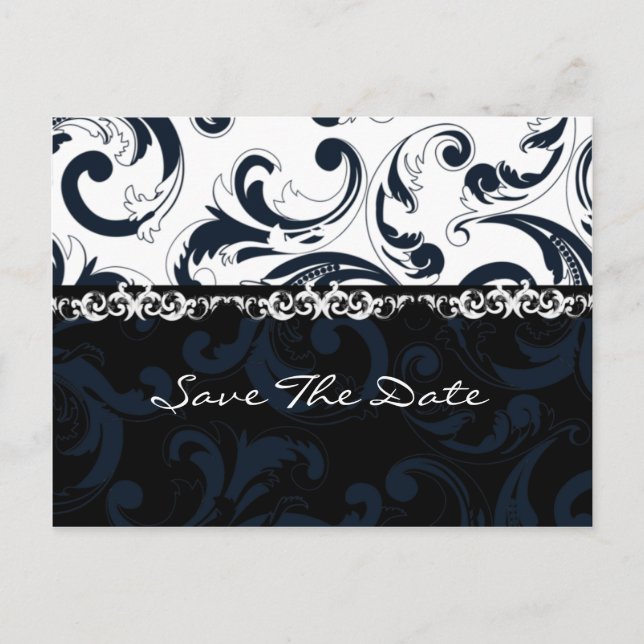 Postal De Anuncios Floral blanca y negra (Anverso)