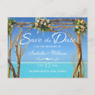 Postal De Anuncios Floral Boho Summer Beach Wedding Salva la fecha