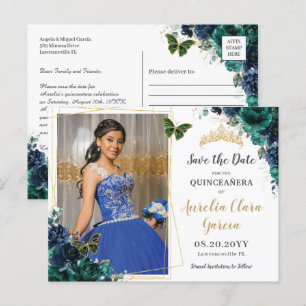 Postal De Anuncios Floral de la Marina Verde Esmeralda. Fotografía de