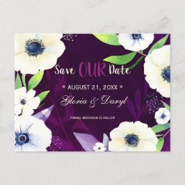Postal De Anuncios Floral Glam Purple Wedding Save the Date