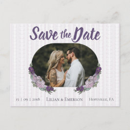Postal De Anuncios Floral Lilac y Lavender Personalizado Foto Guardar