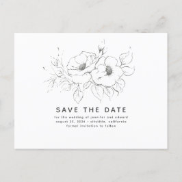 Postal De Anuncios Floral Minimalista elegante No foto Guardar la fec