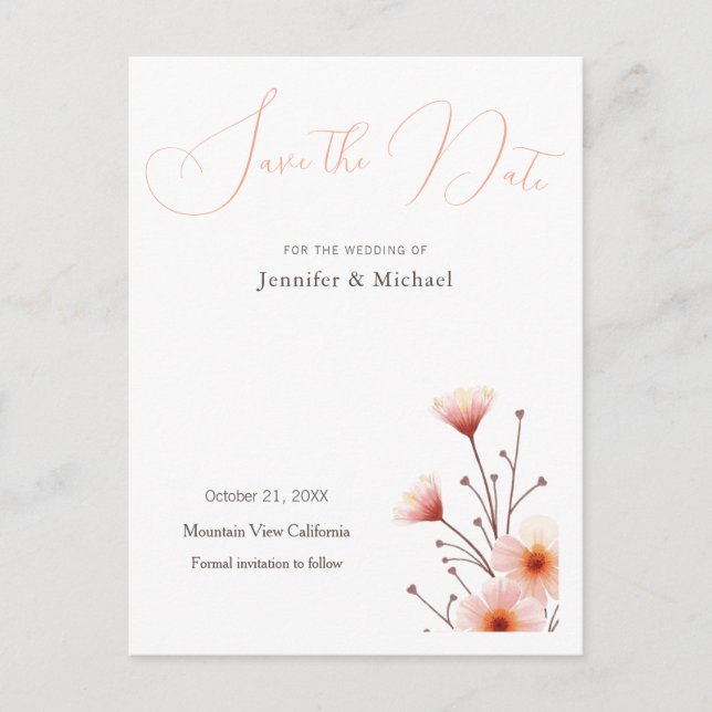 Postal De Anuncios Floral Minimalista profesional (Anverso)