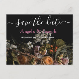 Postal De Anuncios Floral, naranja añeja oscura, salva la fecha