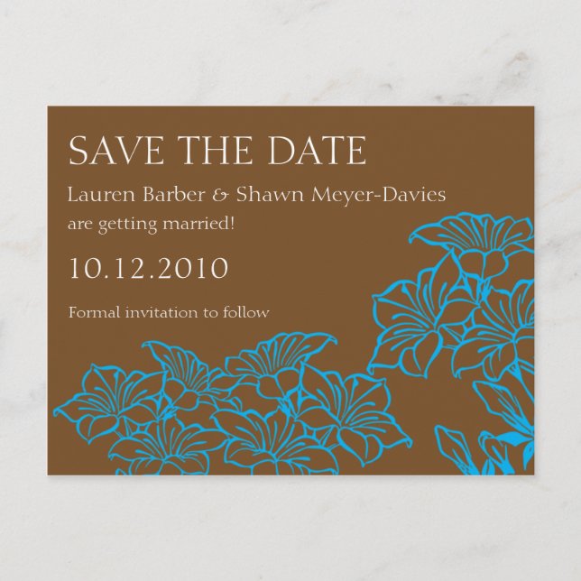 Postal De Anuncios Floral Outlines Save the Date Postcard (Anverso)