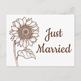 Postal De Anuncios Floral recién casada Boda marrón girasol
