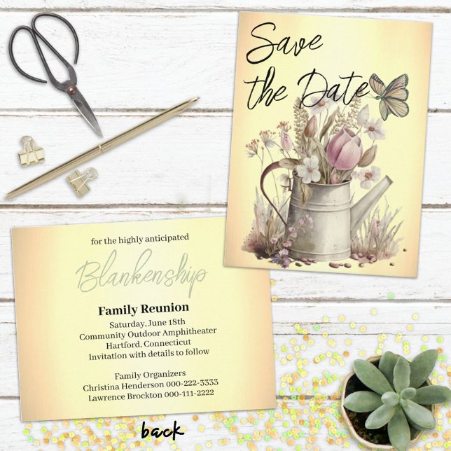 Postal De Anuncios Floral rústica salva la reunión familiar de la fec (Get your event planning started with the easy to personalize save the date postcard and invitation.)