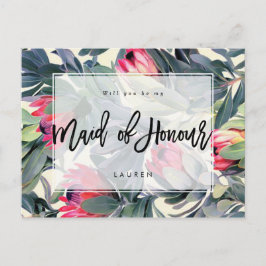 Postal De Anuncios floral tropical serás mi criada de honor