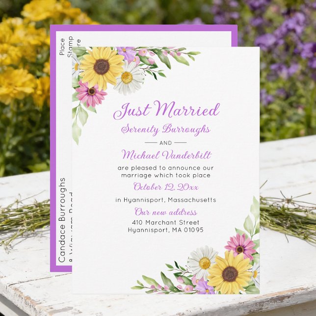 Postal De Anuncios Floral Wedding Sunflower Daisy Rehearsal Dinner (Subido por el creador)