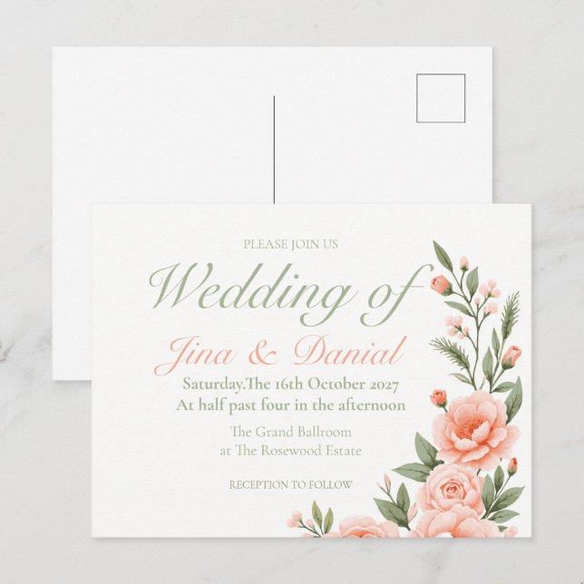 Postal De Anuncios Florecer al Atardecer - Verde (Anverso / Reverso)