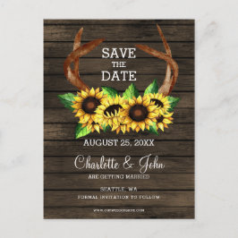 Postal De Anuncios florecientes girasoles antlers país boda de moda