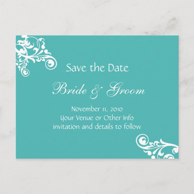 Postal De Anuncios Florecimiento personalizado turquesa Guardar la fe (Anverso)