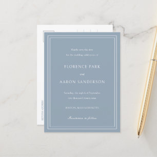 Postal De Anuncios Florence Dusty Blue Elegant Wedding Save the Date