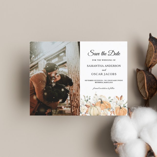 Postal De Anuncios Flores Acuarela de Moda & Calabazas Otoño  (Subido por el creador)