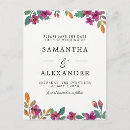 Postal De Anuncios Flores acuáticas y Boda de tipografía moderna