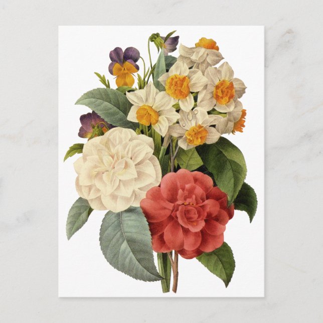 Postal De Anuncios Flores antiguas de Pierre Redoute, Save the Date (Anverso)