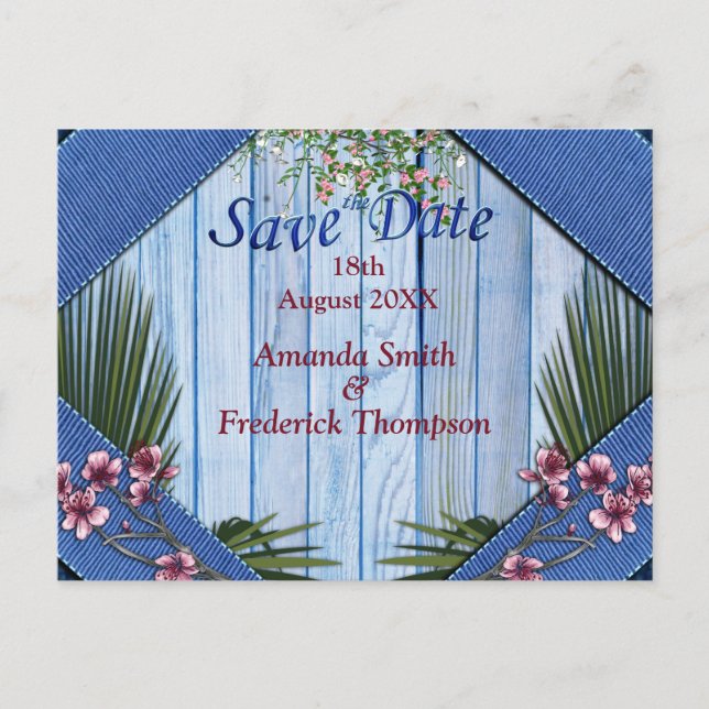 Postal De Anuncios Flores artísticas rosadas sobre textura de madera  (Anverso)