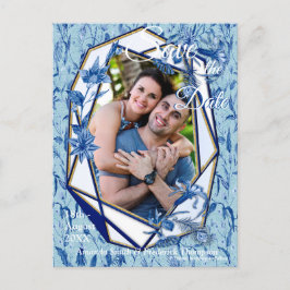 Postal De Anuncios Flores azules verde azuladas sobre un respaldo tex