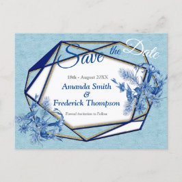 Postal De Anuncios Flores azules verde azuladas sobre un respaldo tex