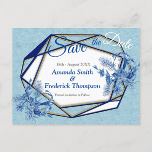 Postal De Anuncios Flores azules verde azuladas sobre un respaldo tex