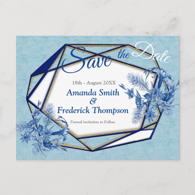 Postal De Anuncios Flores azules verde azuladas sobre un respaldo tex (Anverso)