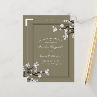 Postal De Anuncios Flores Blancas de Cerezo Sakura Asiáticas Salva la