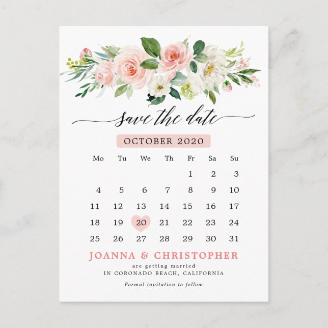 Postal De Anuncios Flores Botánicas Modernas Rosa Sonrosado Avisa con (Anverso)